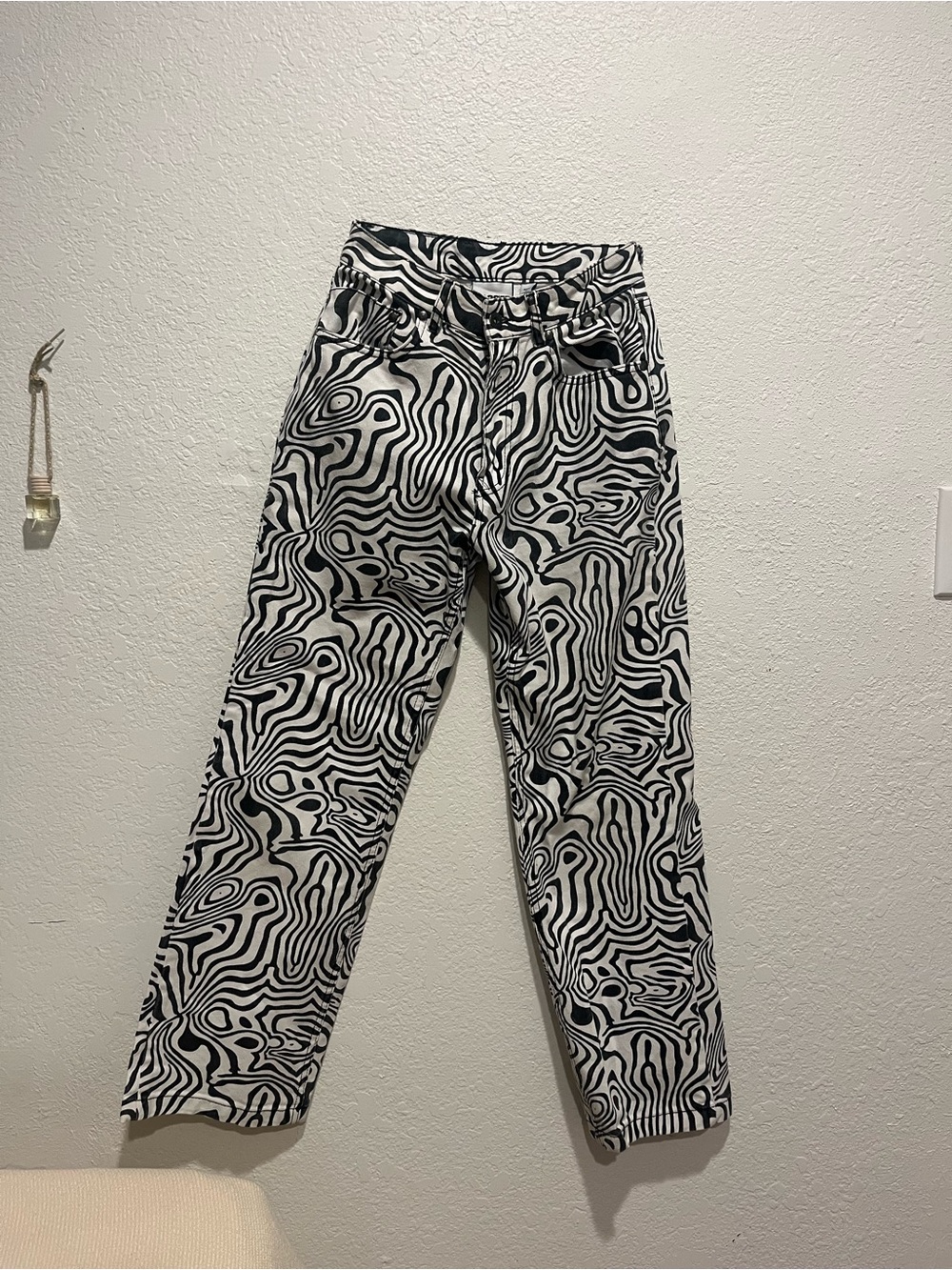 The Ragged Priest Women's Black & White Swirl Print Straight Leg Jeans
